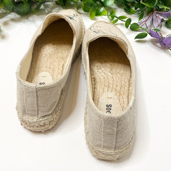 Soludos Espadrilles Cat Embroidered Beige Sandals Size 9.5 - Picture 5 of 10